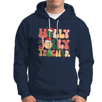 Groovy Holly Jolly Teacher Christmas Retro Xmas Hoodie - Wonder Print Shop