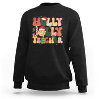 Groovy Holly Jolly Teacher Christmas Retro Xmas Sweatshirt - Wonder Print Shop