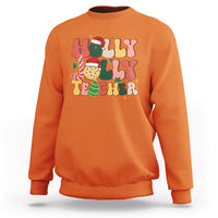 Groovy Holly Jolly Teacher Christmas Retro Xmas Sweatshirt - Wonder Print Shop