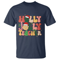 Groovy Holly Jolly Teacher Christmas Retro Xmas T Shirt - Wonder Print Shop