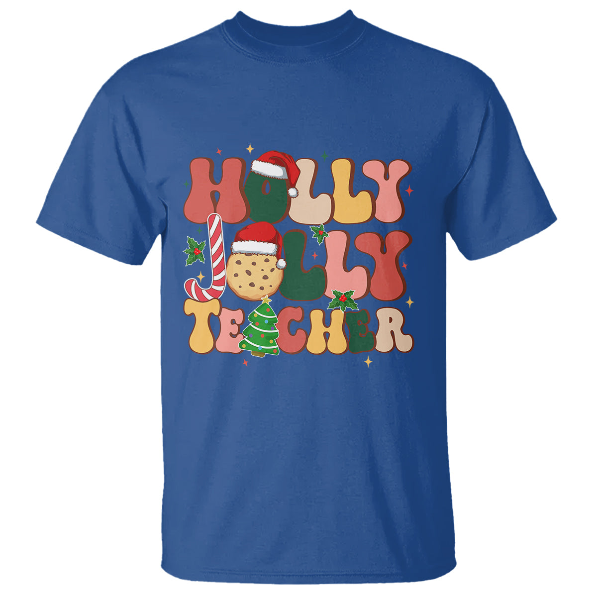 Groovy Holly Jolly Teacher Christmas Retro Xmas T Shirt - Wonder Print Shop
