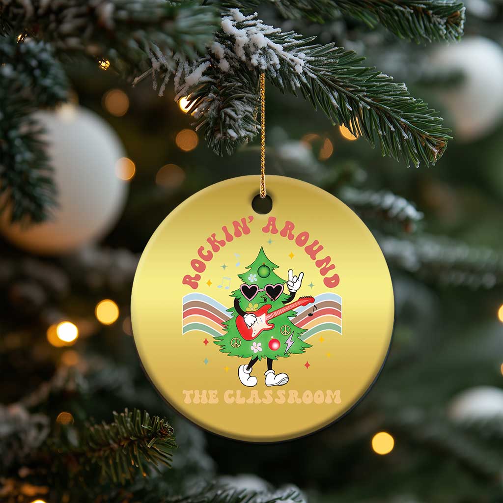 Teacher Christmas Christmas Ornament Rockin' Around The Classroom Groovy Xmas Tree - Wonder Print Shop