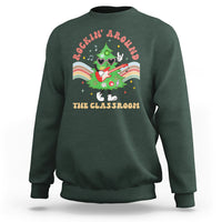 Teacher Christmas Sweatshirt Rockin' Around The Classroom Groovy Xmas Tree - Wonder Print Shop
