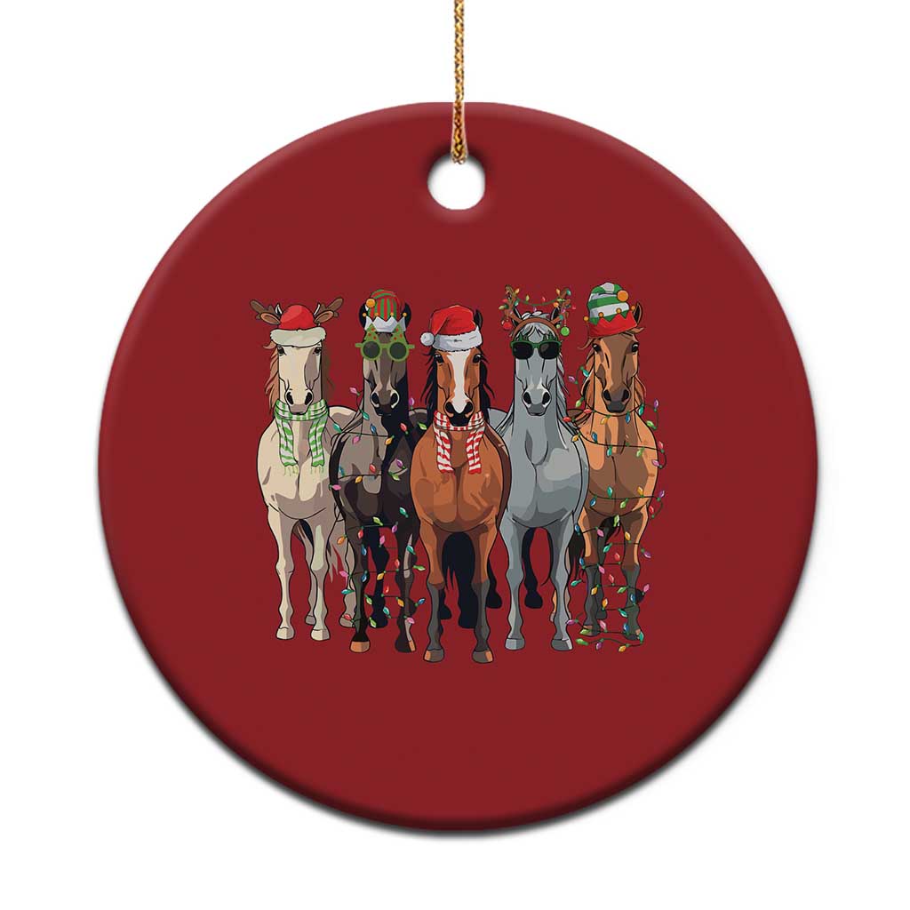 Funny Xmas Horse Christmas Ornament Xmas Light Reindeer Horses Crew with Santa Hat - Wonder Print Shop