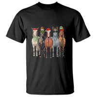 Funny Christmas Horse T Shirt Xmas Light Reindeer Horses Crew with Santa Hat - Wonder Print Shop