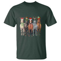 Funny Christmas Horse T Shirt Xmas Light Reindeer Horses Crew with Santa Hat - Wonder Print Shop