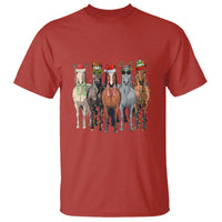 Funny Christmas Horse T Shirt Xmas Light Reindeer Horses Crew with Santa Hat - Wonder Print Shop