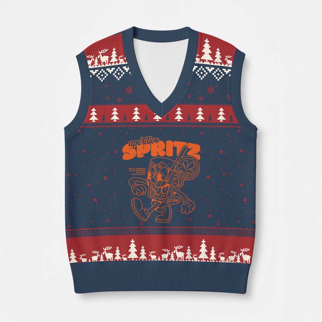Aperitivo Spritz V-Neck Knit Sweater Vest Funny Italiano Aperollin' Recipe - Wonder Print Shop