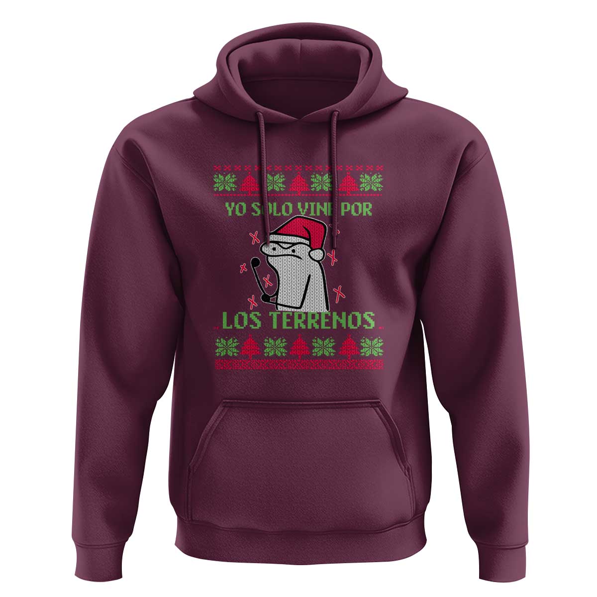 Funny Spanish Ugly Christmas Hoodie Yo Solo Vine Por Los Terrenos I'm Just Here For Feliz Navidad