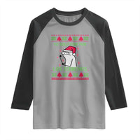 Funny Spanish Ugly Christmas Raglan Shirt Yo Solo Vine Por Los Terrenos I'm Just Here For Feliz Navidad