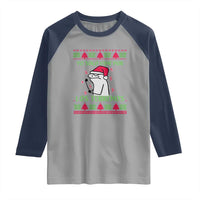Funny Spanish Ugly Christmas Raglan Shirt Yo Solo Vine Por Los Terrenos I'm Just Here For Feliz Navidad