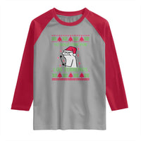 Funny Spanish Ugly Christmas Raglan Shirt Yo Solo Vine Por Los Terrenos I'm Just Here For Feliz Navidad