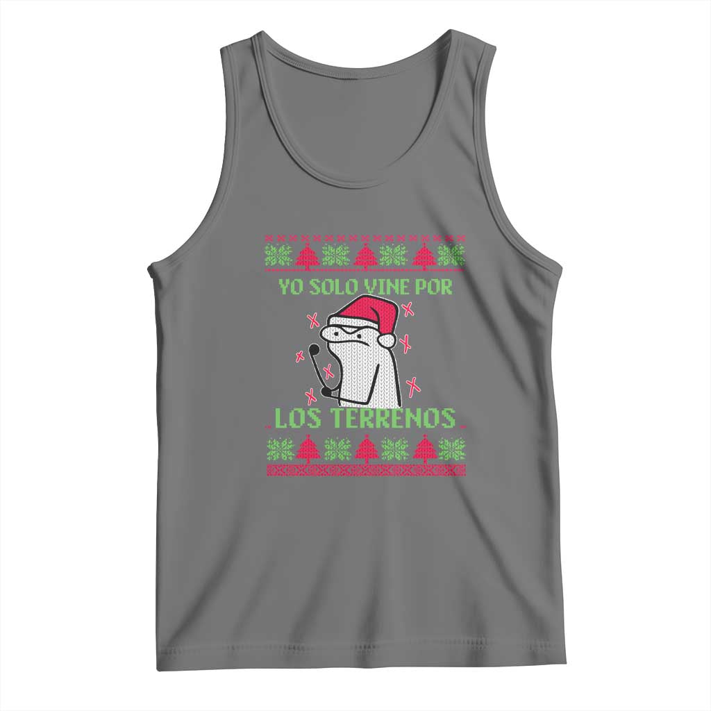 Funny Spanish Ugly Christmas Tank Top Yo Solo Vine Por Los Terrenos I'm Just Here For Feliz Navidad