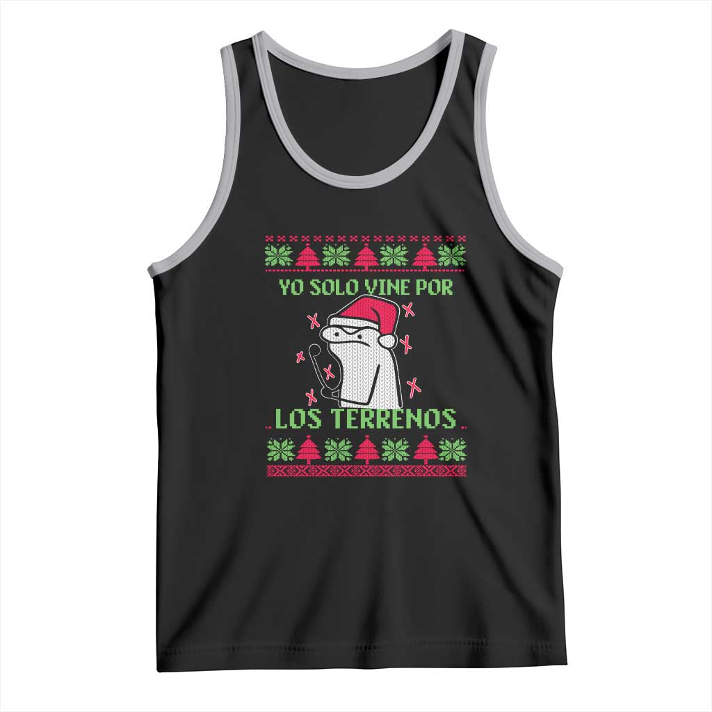 Funny Spanish Ugly Christmas Tank Top Yo Solo Vine Por Los Terrenos I'm Just Here For Feliz Navidad