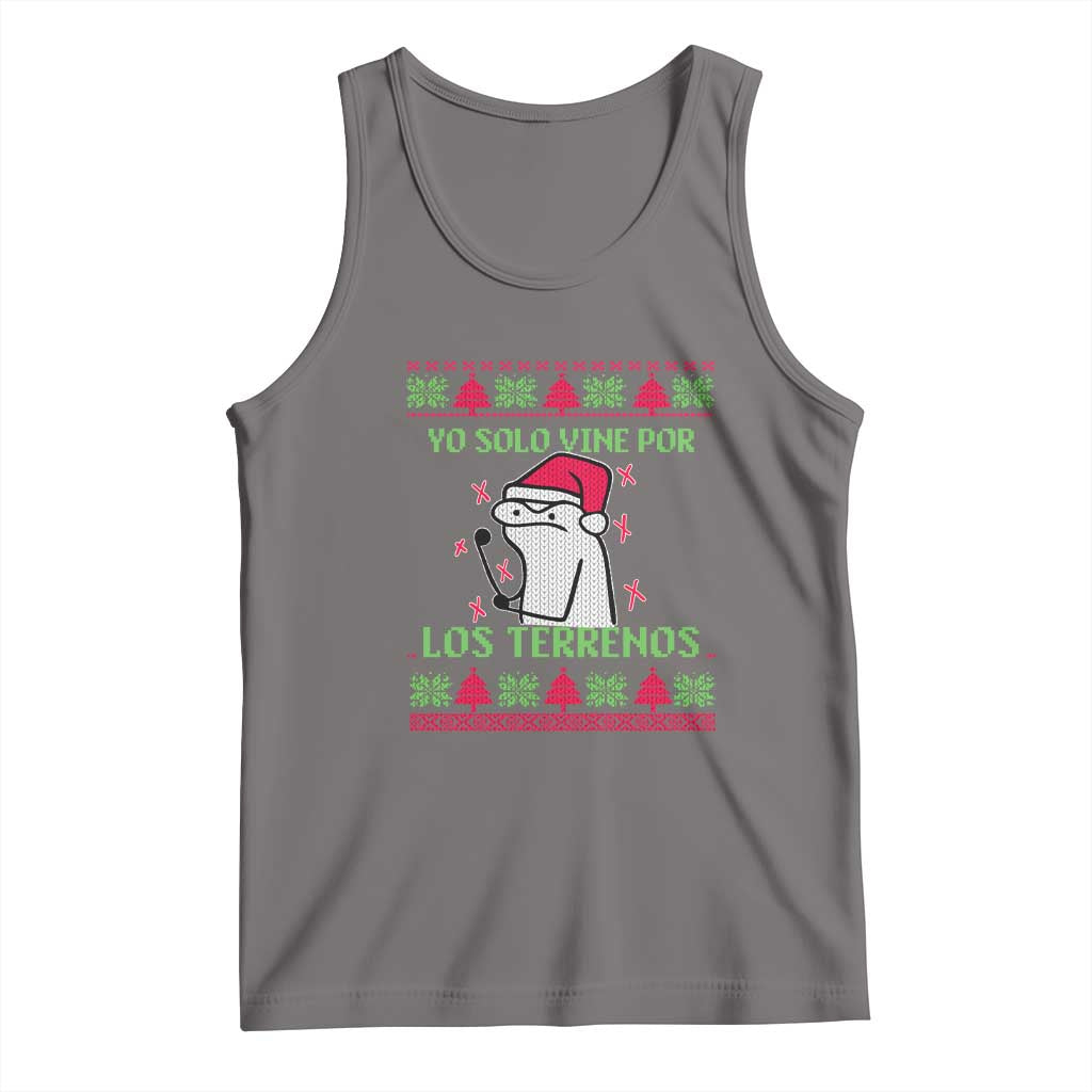 Funny Spanish Ugly Christmas Tank Top Yo Solo Vine Por Los Terrenos I'm Just Here For Feliz Navidad