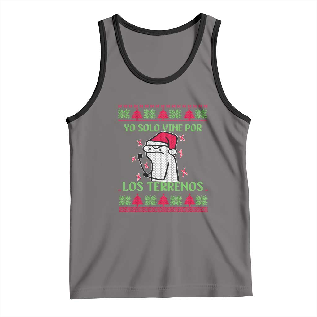 Funny Spanish Ugly Christmas Tank Top Yo Solo Vine Por Los Terrenos I'm Just Here For Feliz Navidad