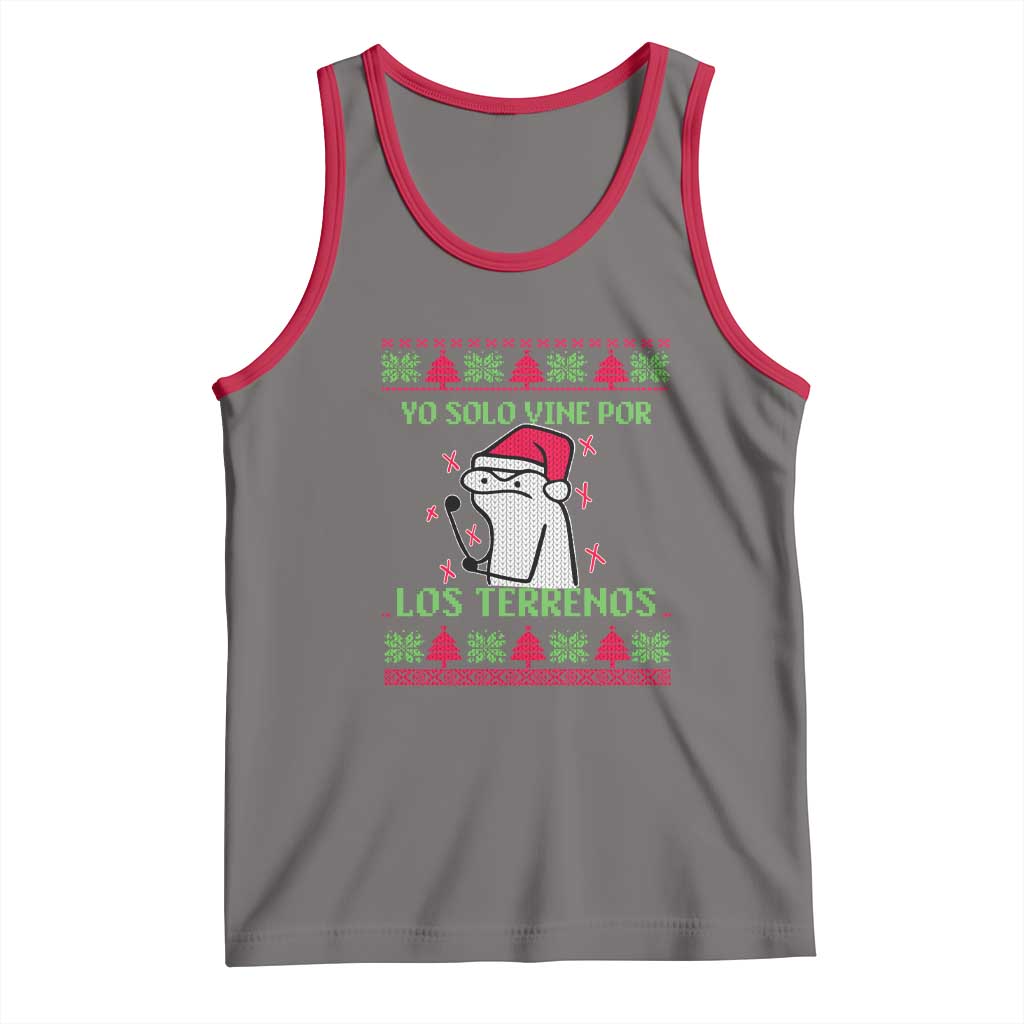 Funny Spanish Ugly Christmas Tank Top Yo Solo Vine Por Los Terrenos I'm Just Here For Feliz Navidad