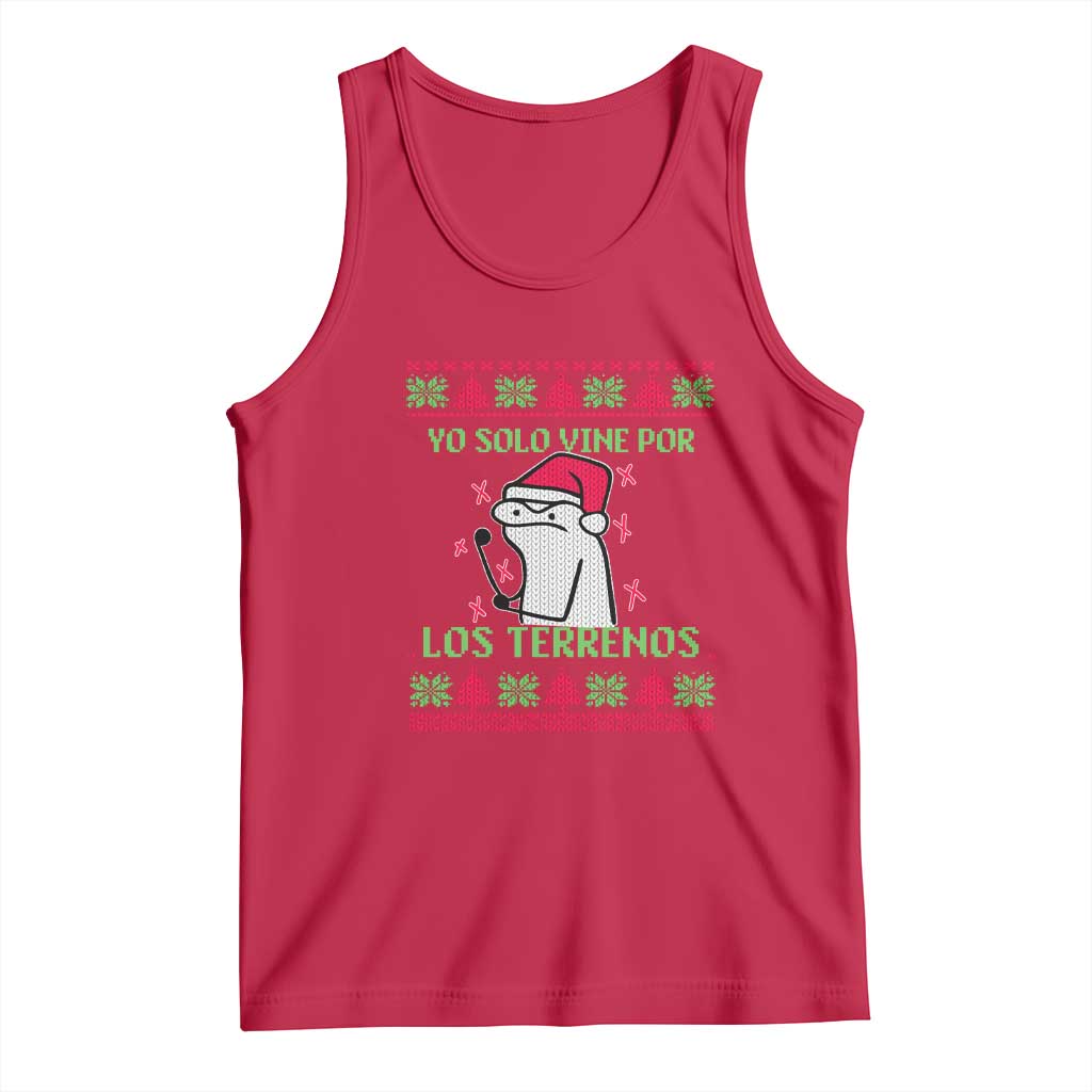 Funny Spanish Ugly Christmas Tank Top Yo Solo Vine Por Los Terrenos I'm Just Here For Feliz Navidad