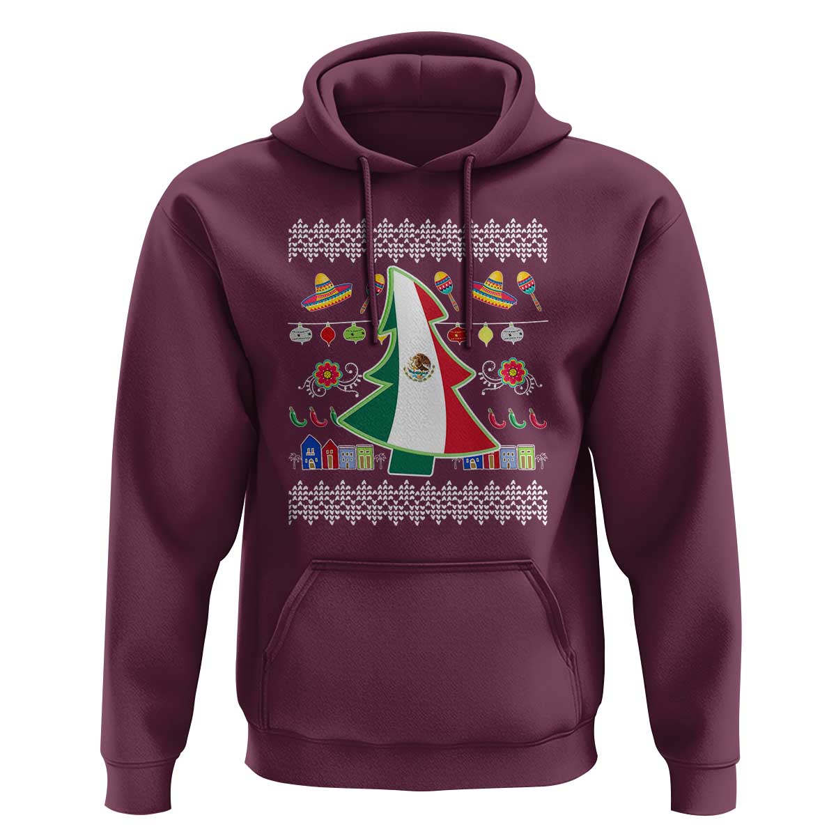 Mexican Christmas Hoodie Mexico Flag Xmas Tree Ugly Sweater
