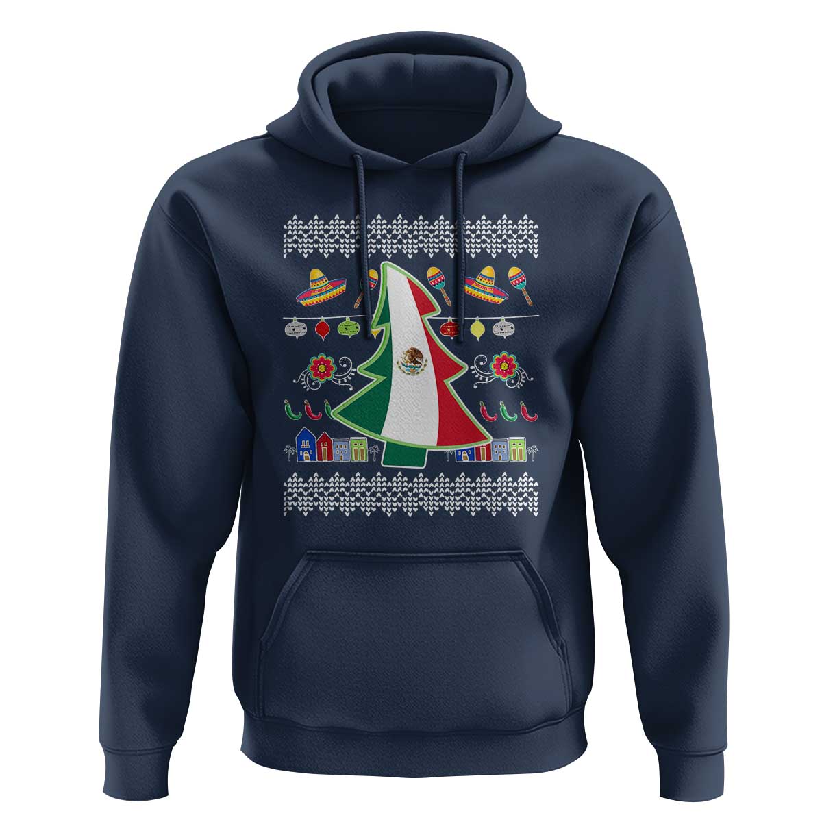 Mexican Christmas Hoodie Mexico Flag Xmas Tree Ugly Sweater