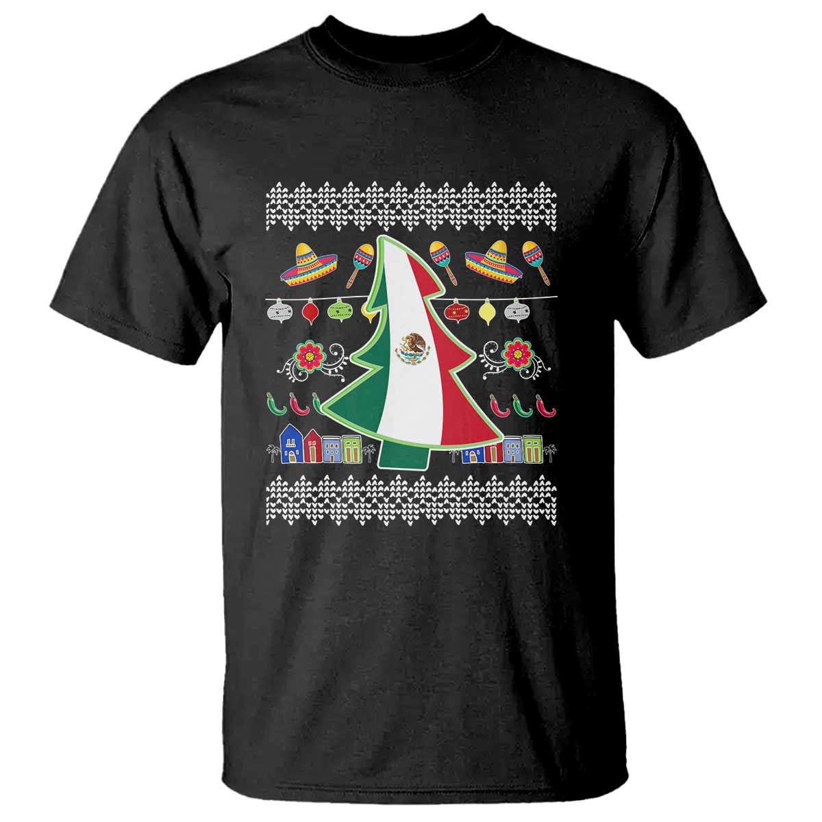 Mexican Christmas T Shirt Mexico Flag Xmas Tree Ugly Sweater - Wonder Print Shop