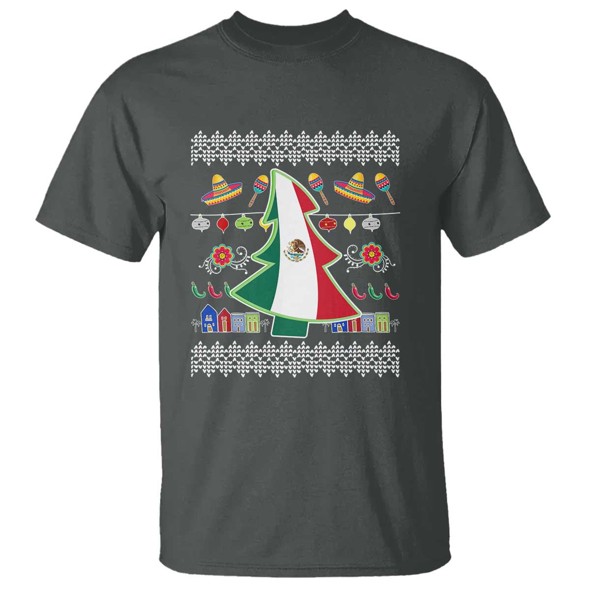 Mexican Christmas T Shirt Mexico Flag Xmas Tree Ugly Sweater - Wonder Print Shop