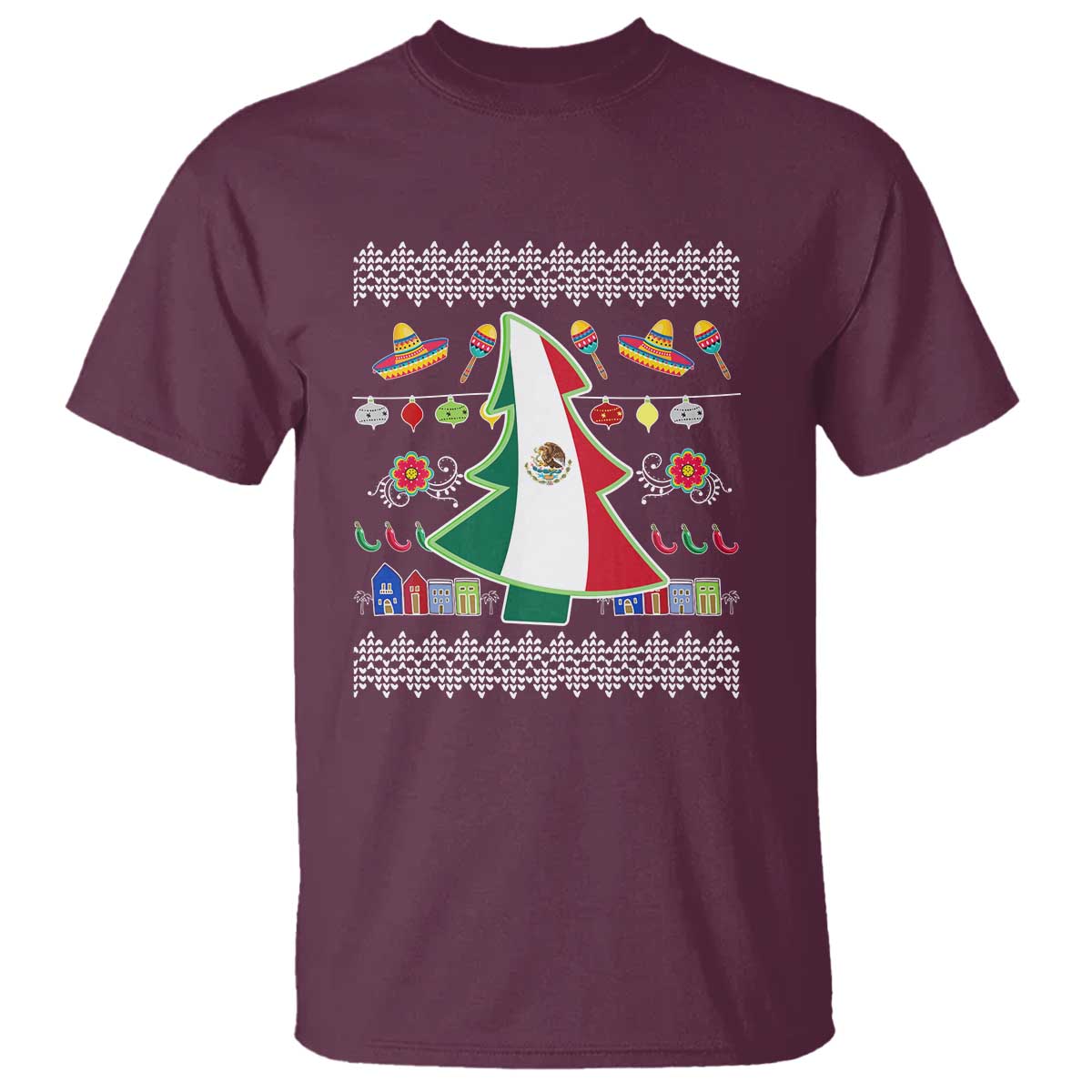 Mexican Christmas T Shirt Mexico Flag Xmas Tree Ugly Sweater - Wonder Print Shop