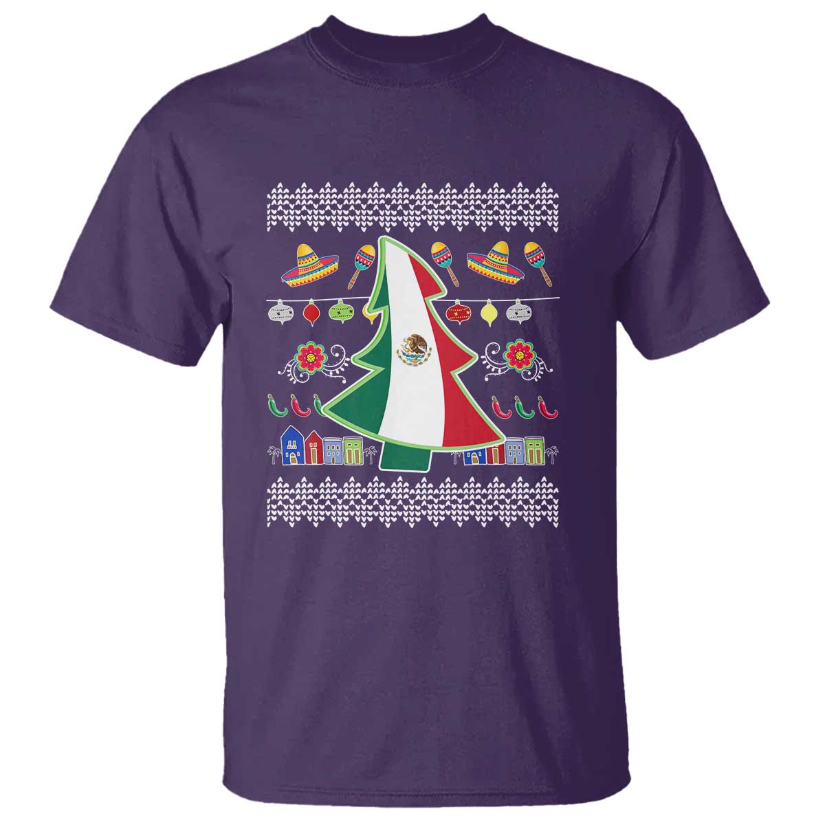 Mexican Christmas T Shirt Mexico Flag Xmas Tree Ugly Sweater - Wonder Print Shop