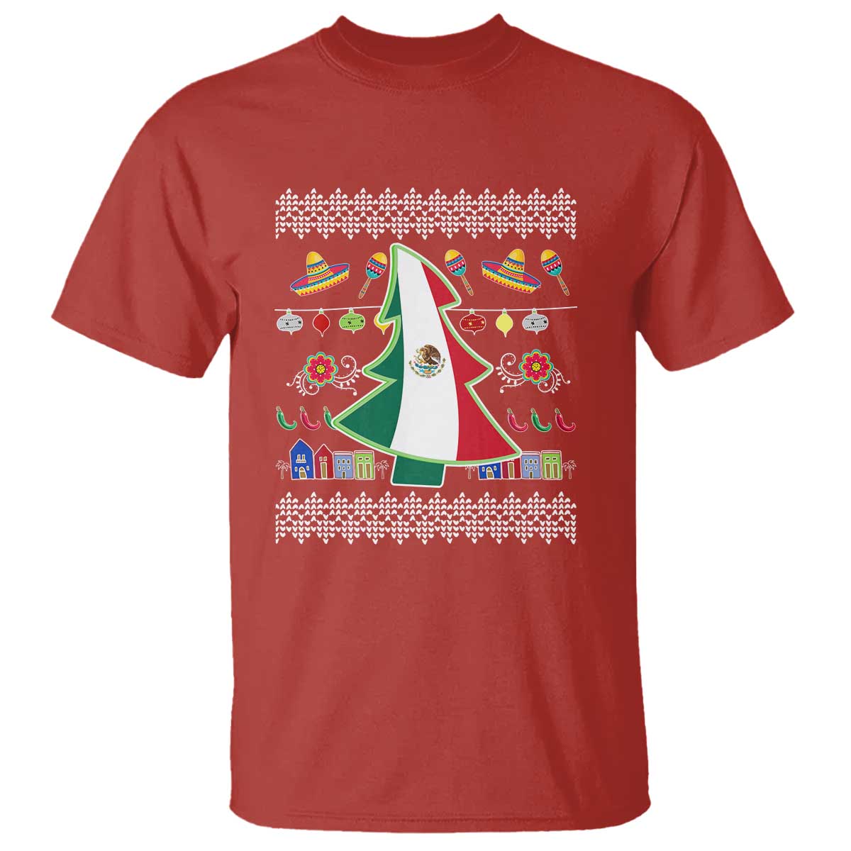 Mexican Christmas T Shirt Mexico Flag Xmas Tree Ugly Sweater - Wonder Print Shop
