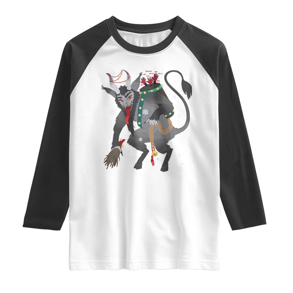 Christmas Merry Krampus Raglan Shirt Naughty Horror Evil Xmas Psychobilly