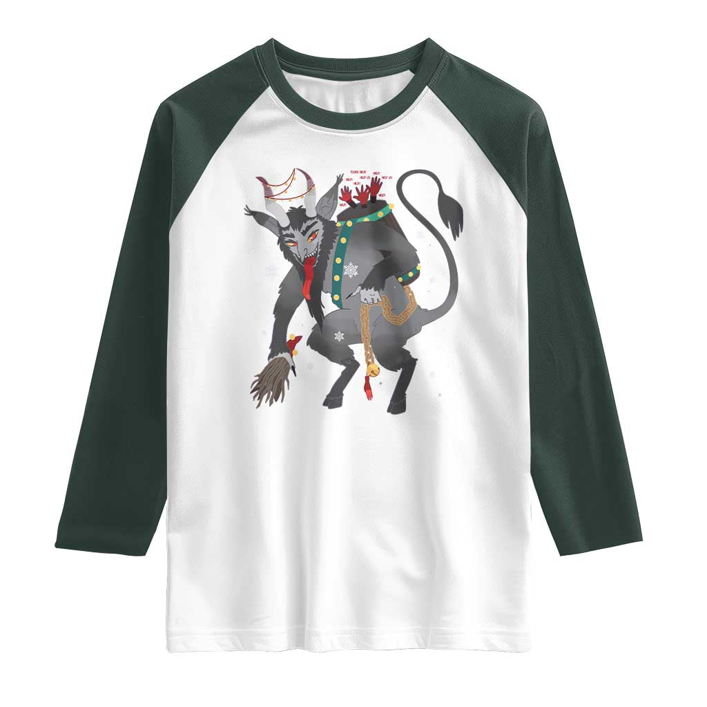 Christmas Merry Krampus Raglan Shirt Naughty Horror Evil Xmas Psychobilly