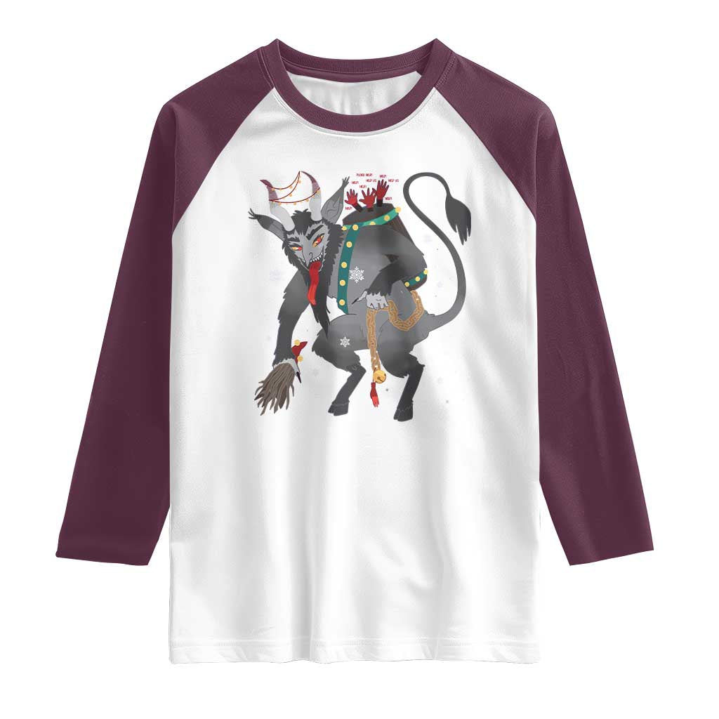 Christmas Merry Krampus Raglan Shirt Naughty Horror Evil Xmas Psychobilly