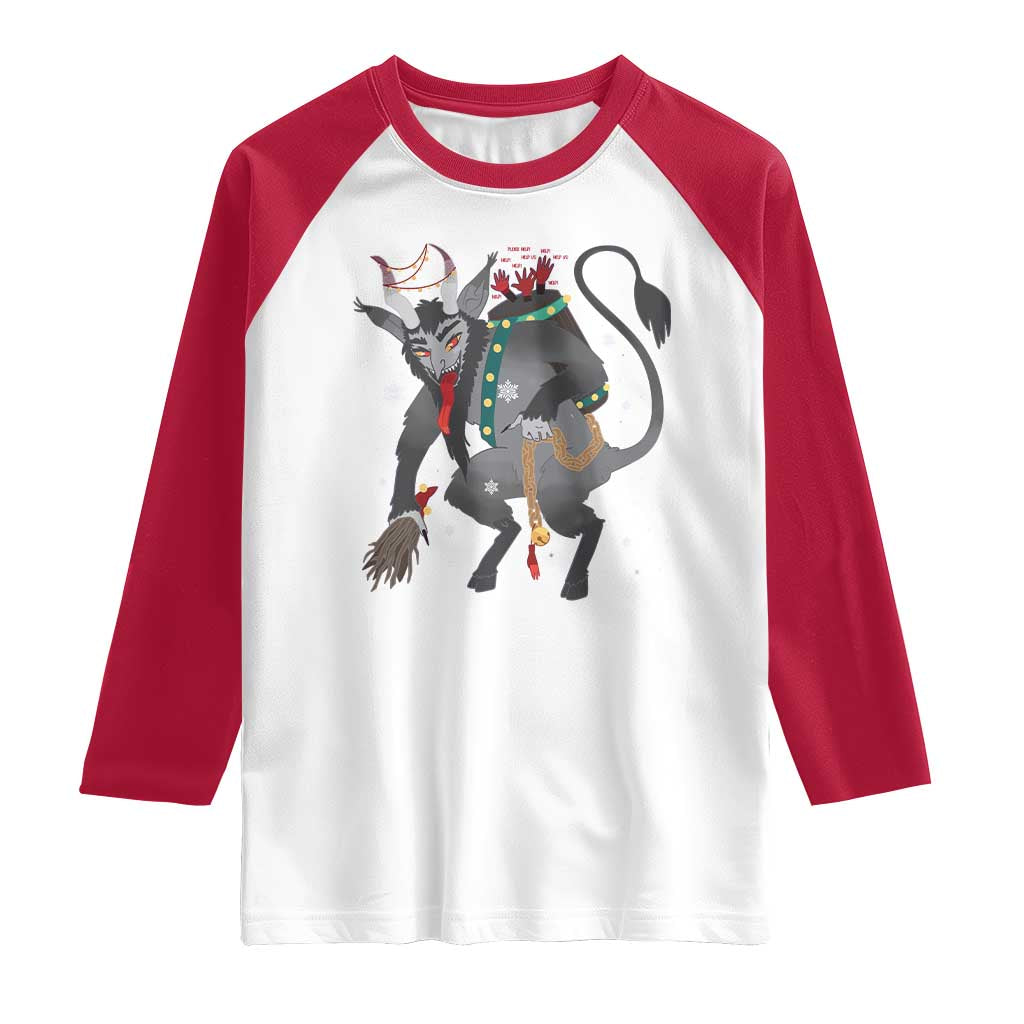Christmas Merry Krampus Raglan Shirt Naughty Horror Evil Xmas Psychobilly
