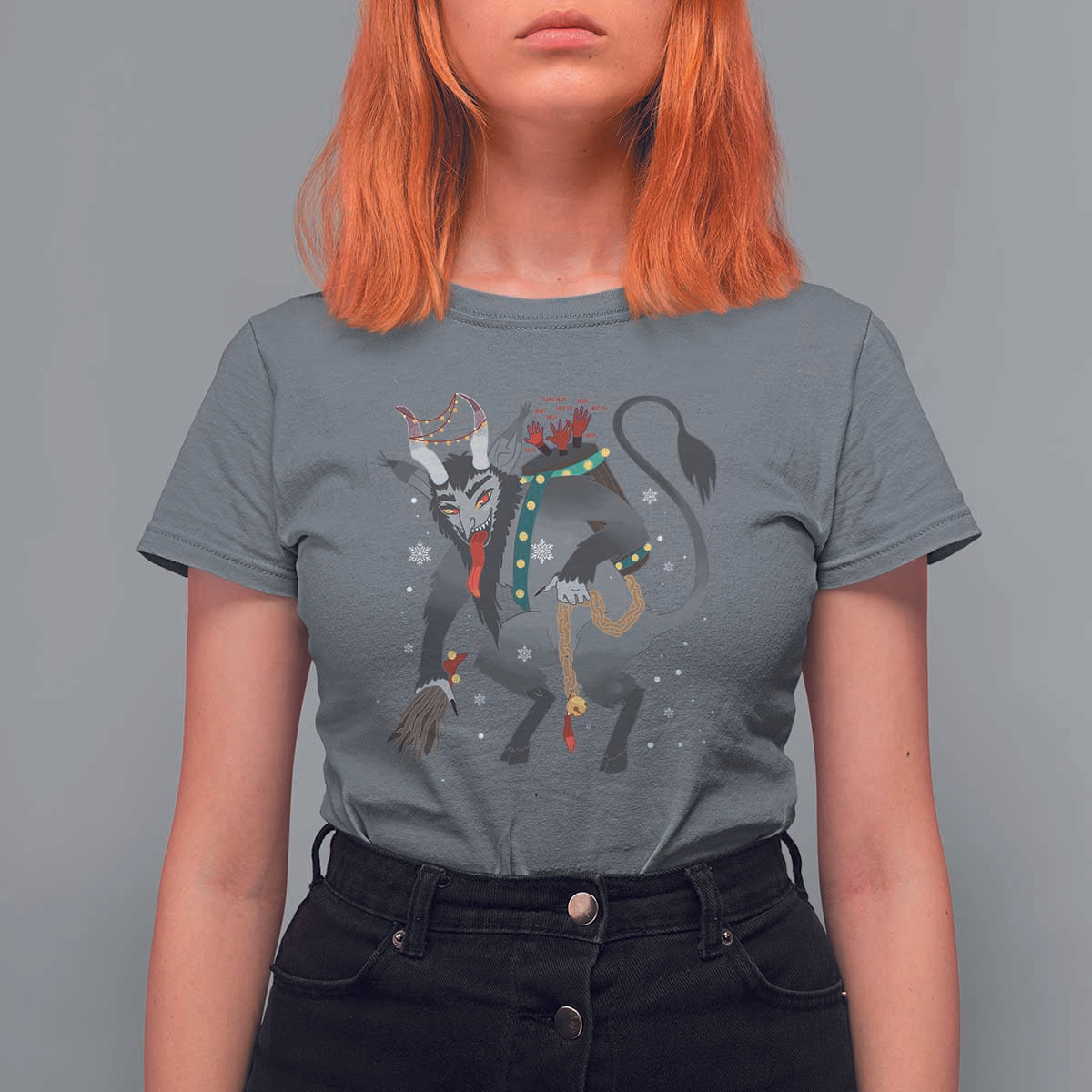 Christmas Merry Krampus T Shirt For Women Naughty Horror Evil Xmas Psychobilly - Wonder Print Shop