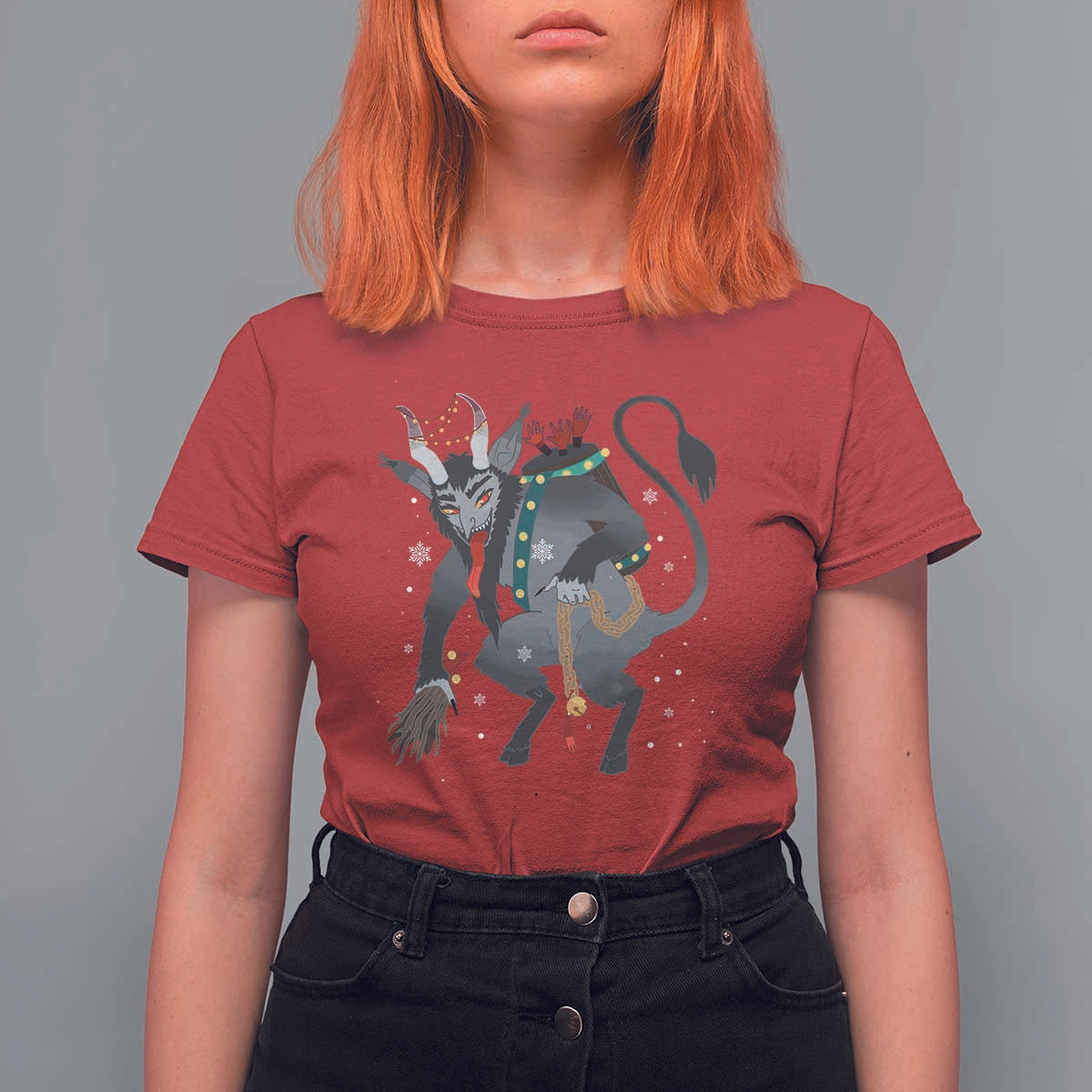 Christmas Merry Krampus T Shirt For Women Naughty Horror Evil Xmas Psychobilly - Wonder Print Shop