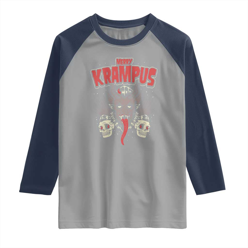 Merry Krampus Christmas Raglan Shirt Naughty Xmas Psychobilly Horror