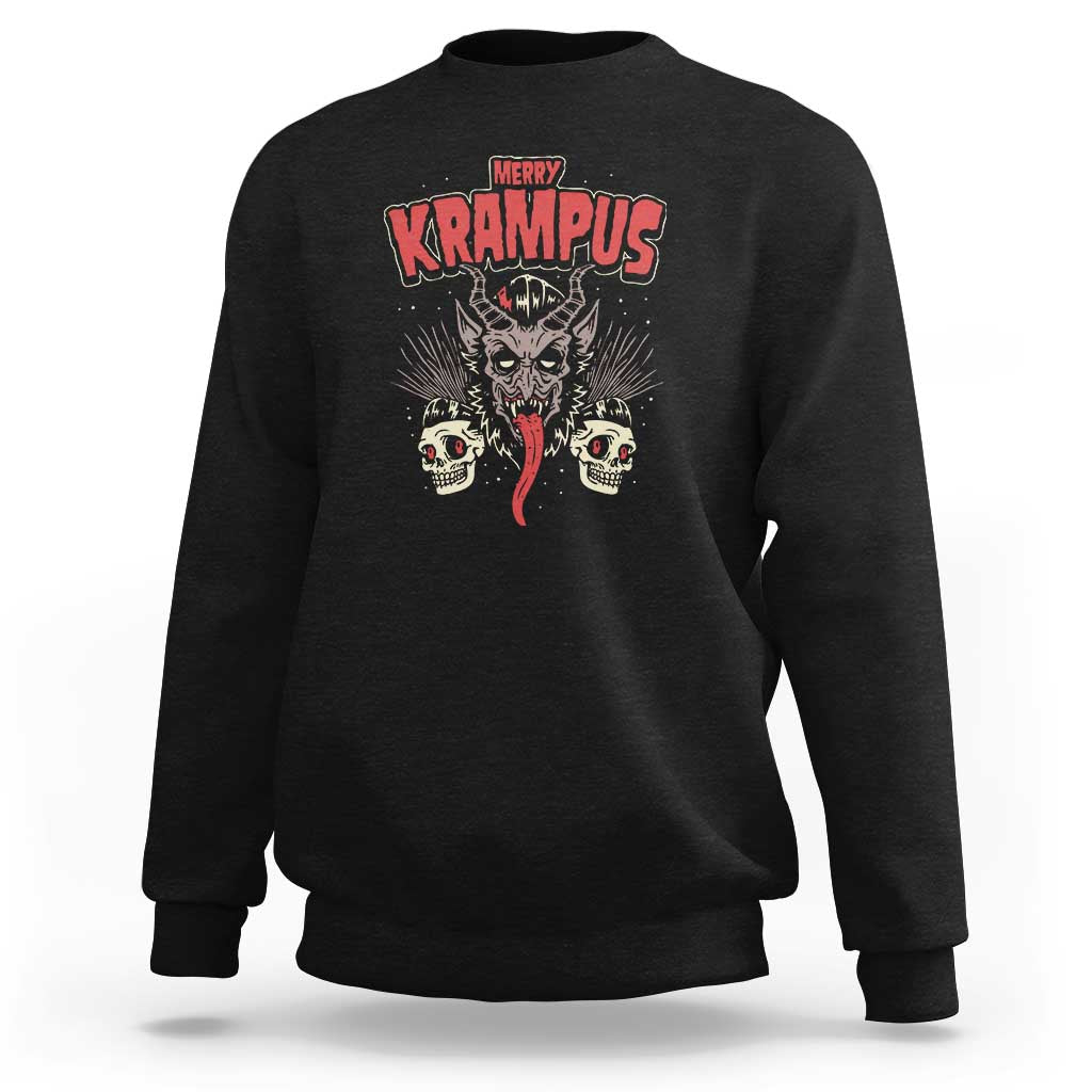 Merry Krampus Christmas Sweatshirt Naughty Xmas Psychobilly Horror - Wonder Print Shop