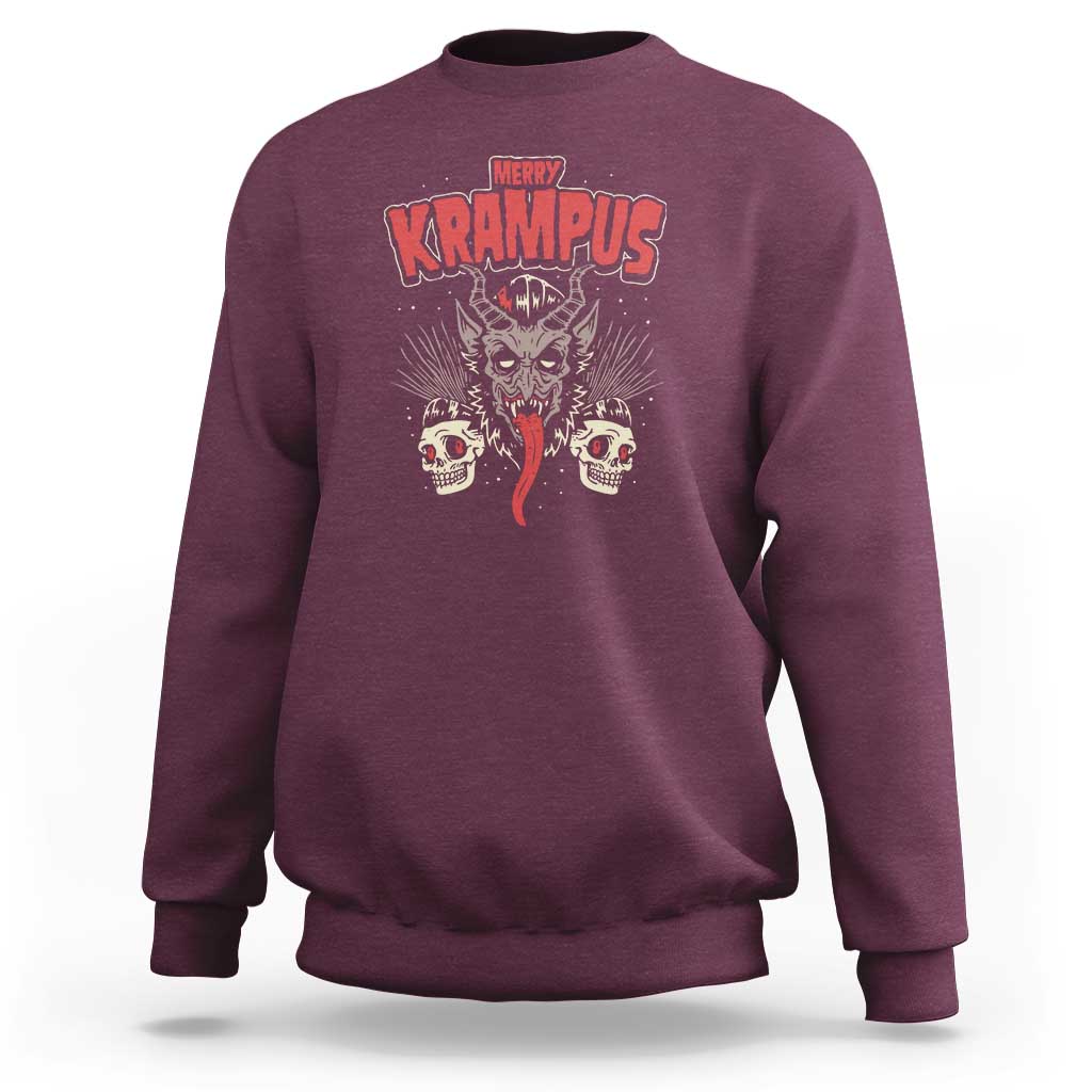 Merry Krampus Christmas Sweatshirt Naughty Xmas Psychobilly Horror - Wonder Print Shop