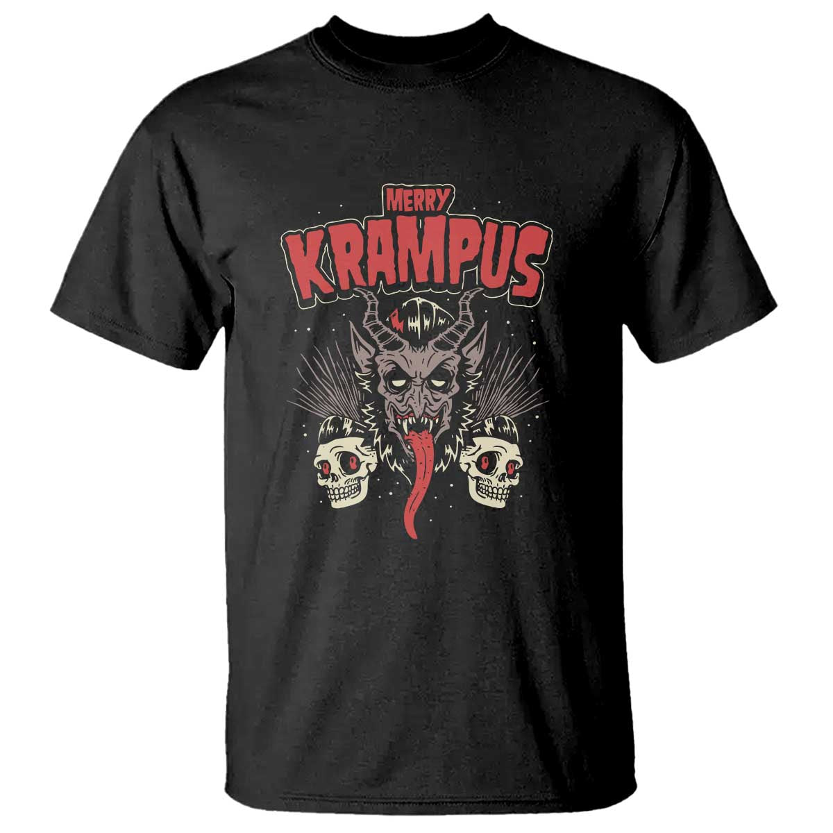 Merry Krampus Christmas T Shirt Naughty Xmas Psychobilly Horror - Wonder Print Shop