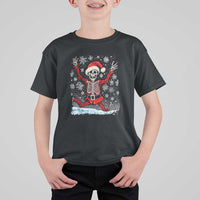 Dancing Skeleton Christmas T Shirt For Kid Snowy Xmas Night Santa - Wonder Print Shop
