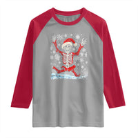Dancing Skeleton Christmas Raglan Shirt Snowy Xmas Night Santa