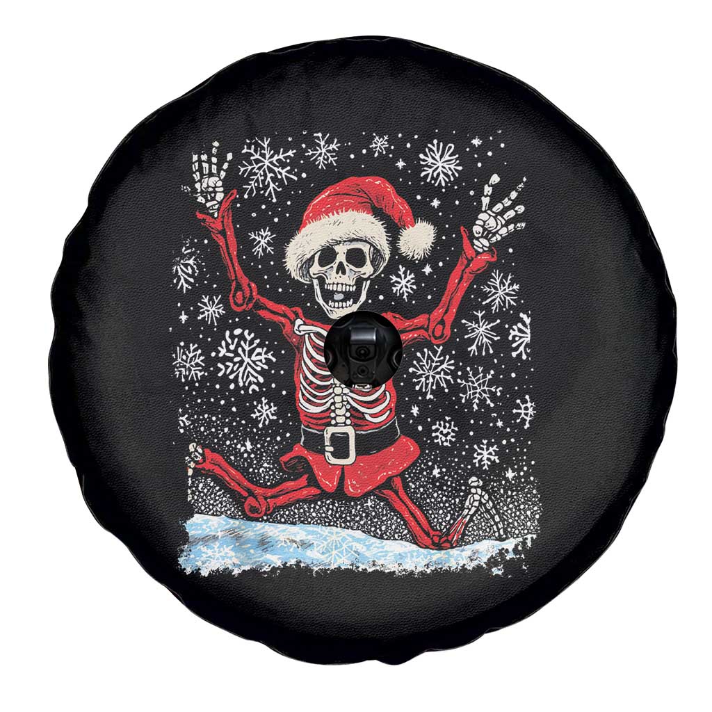 Dancing Skeleton Christmas Spare Tire Cover Snowy Xmas Night Santa