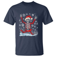 Dancing Skeleton Christmas T Shirt Snowy Xmas Night Santa - Wonder Print Shop