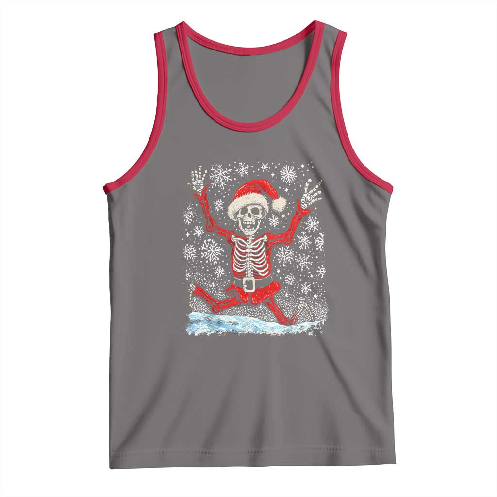 Dancing Skeleton Christmas Tank Top Snowy Xmas Night Santa