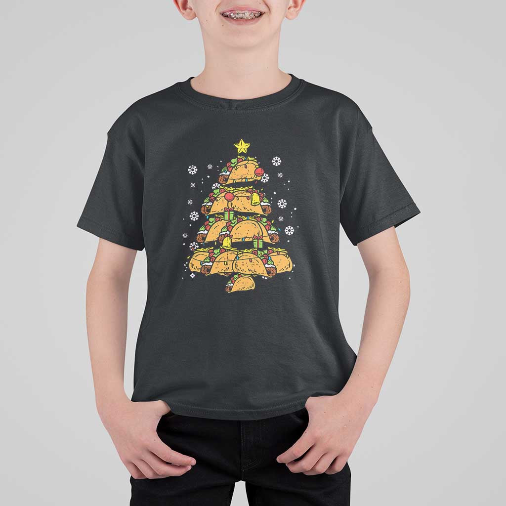 Taco Christmas Tree T Shirt For Kid Mexican Food Tacos Lover Xmas in Mexico - Wonder Print Shop