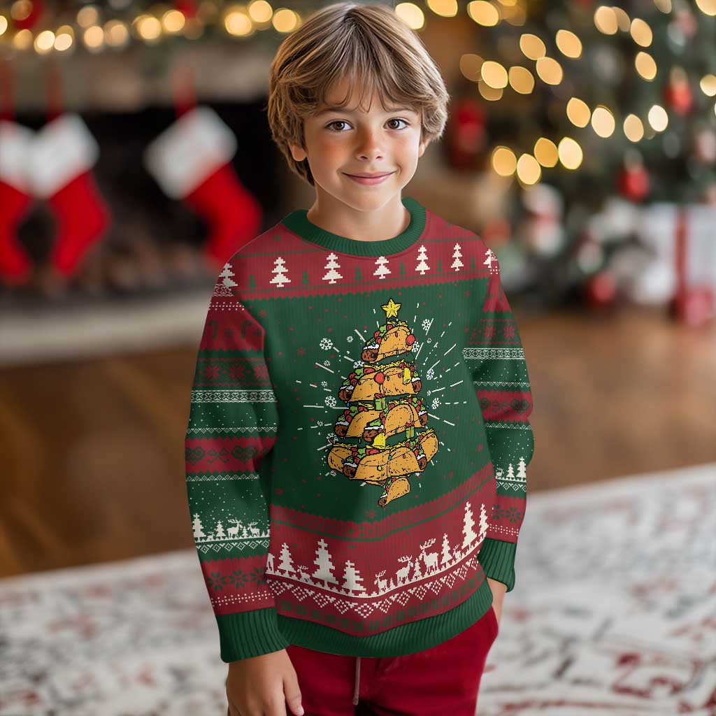Taco Xmas Tree Ugly Christmas Sweater Mexican Food Tacos Lover Xmas in Mexico - Wonder Print Shop
