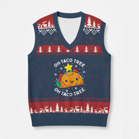 Taco Xmas Tree V-Neck Knit Sweater Vest Oh Taco Tree Cute Xmas Mexican Food Lover - Wonder Print Shop