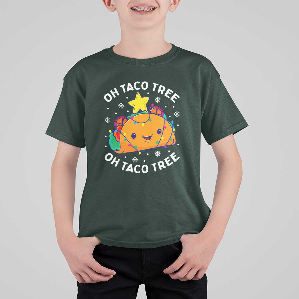 Taco Christmas Tree T Shirt For Kid Oh Taco Tree Cute Xmas Mexican Food Lover - Wonder Print Shop