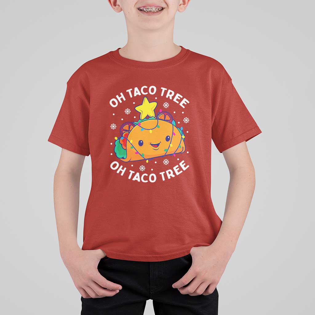 Taco Christmas Tree T Shirt For Kid Oh Taco Tree Cute Xmas Mexican Food Lover - Wonder Print Shop