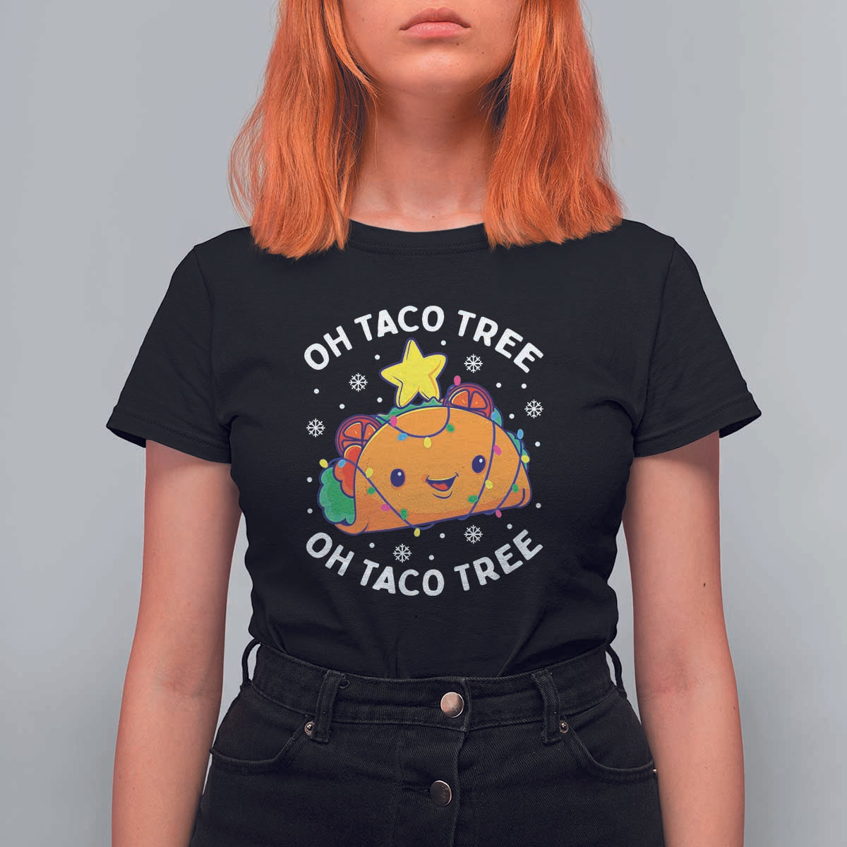 Taco Christmas Tree T Shirt For Women Oh Taco Tree Cute Xmas Mexican Food Lover - Wonder Print Shop